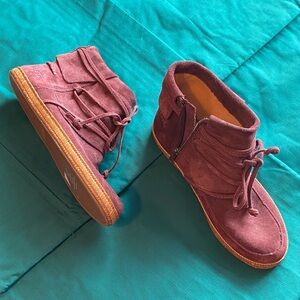 UGG Burgundy Suede Shearling-Lined Ankle Boots